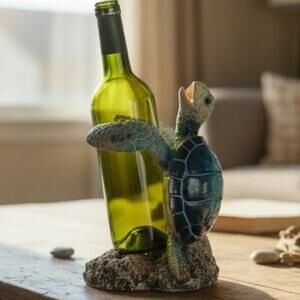 Sea Turtle Wine Bottle Holder Ceramic Heavy Unique